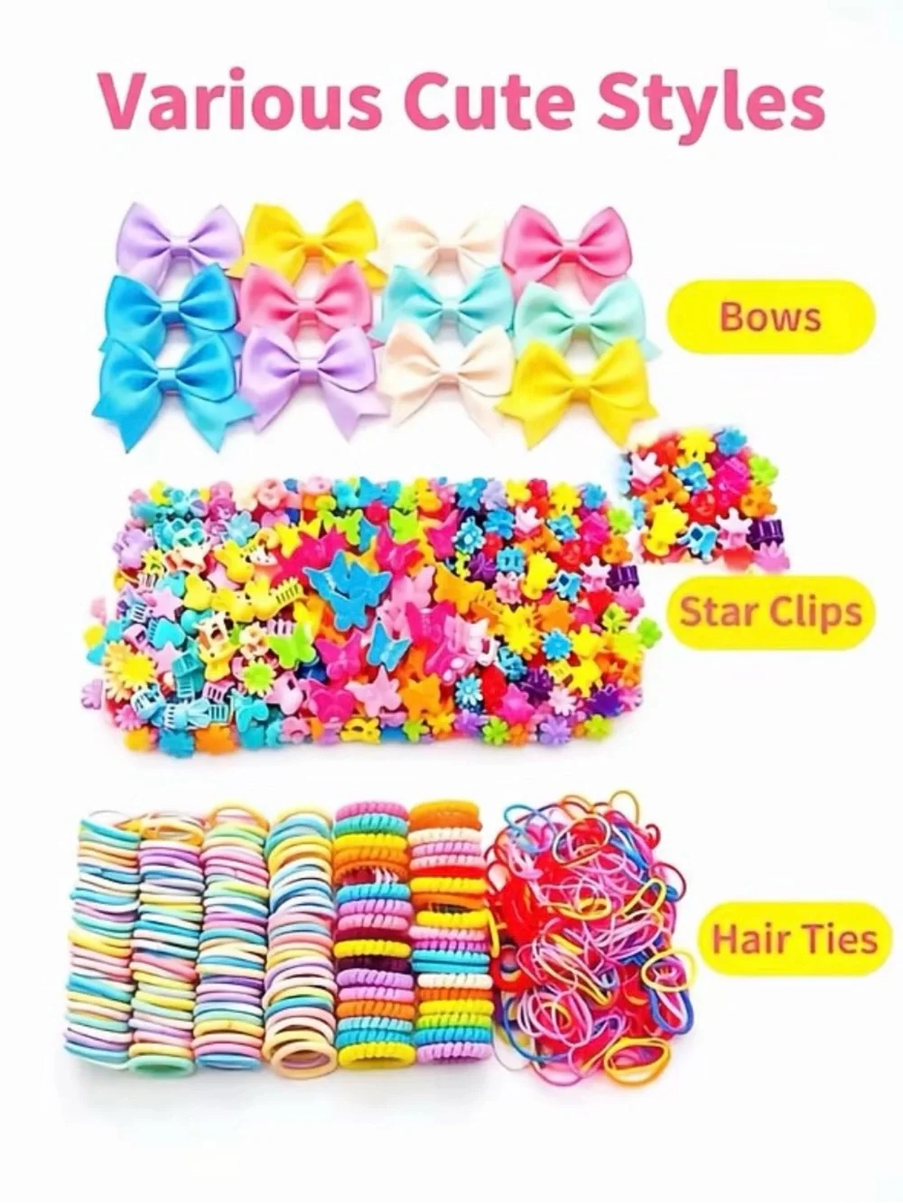 825-Piece Kids Hair Accessories Set — Bright Multicolor Hair Clips & Elastics